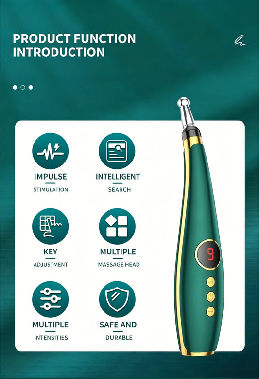6-1 Auto-Sensing Electric Pulse Acupuncture Massage Pen -6个可换头自动寻穴电子针灸按摩笔