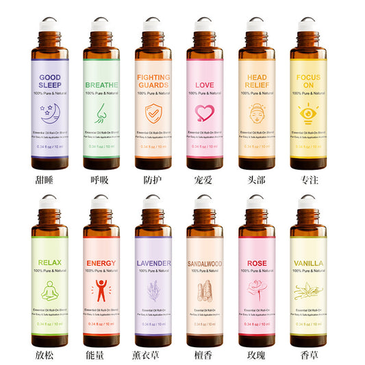 Roll-on Massage Essential Oil, 10ml -按摩滚珠精油,10ml/瓶