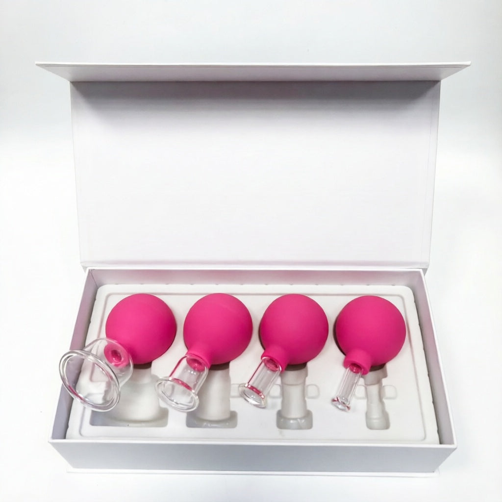 Medizinischer PC-Glas-Schröpfkopf-Set mit Silikon-Saugball