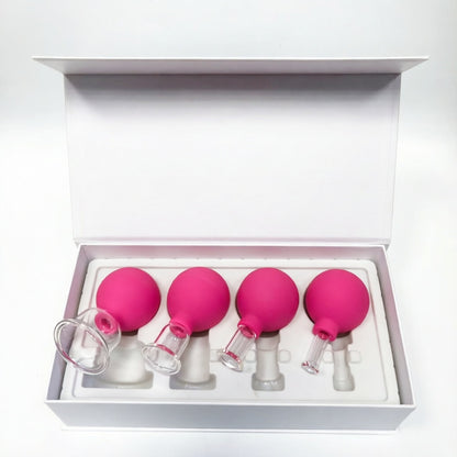 Medizinischer PC-Glas-Schröpfkopf-Set mit Silikon-Saugball