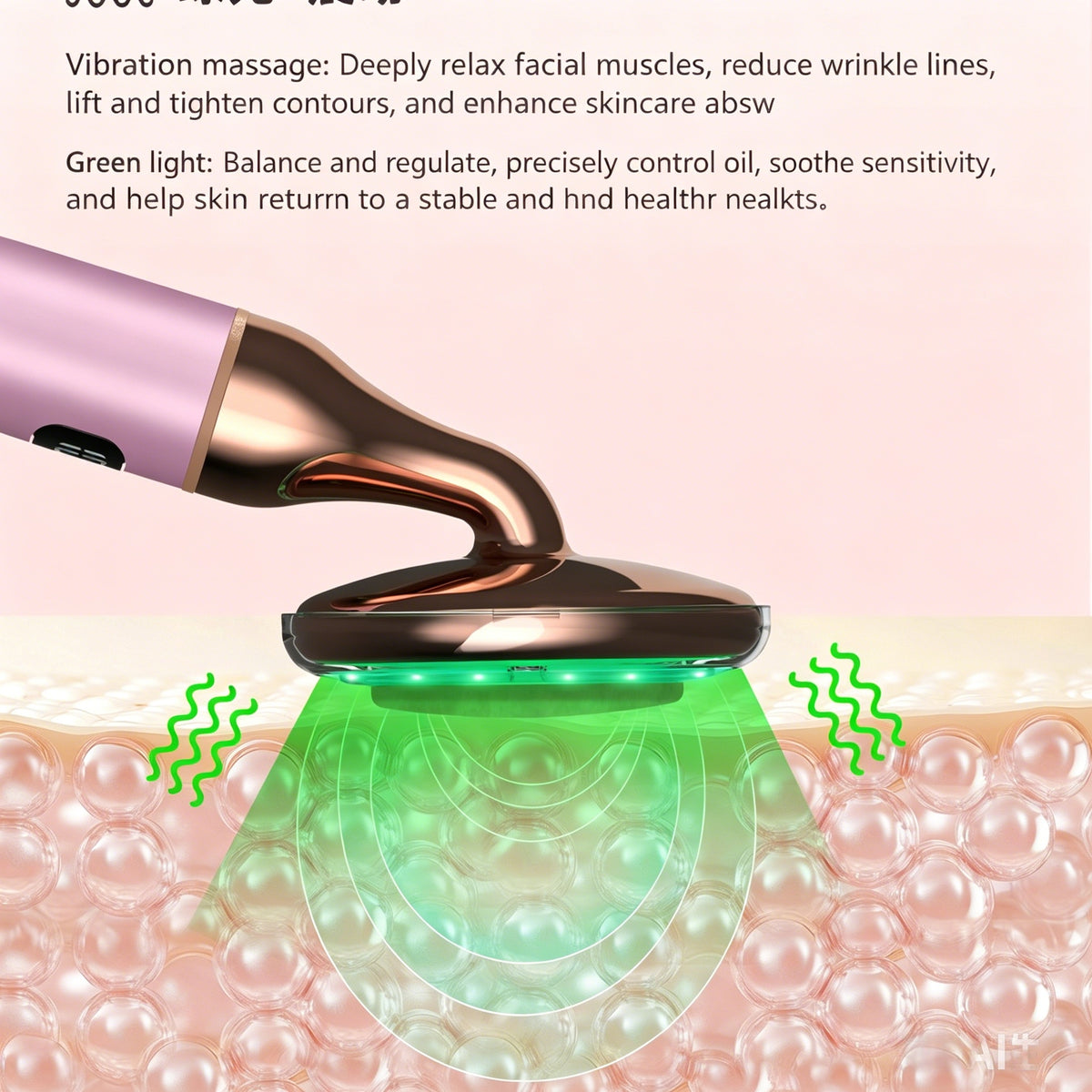 Electric Rose Quartz Vibrating Heating Led Beauty Massager -電動ローズクォーツ振動加熱LED美顔マッサージャー