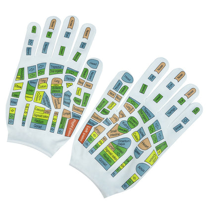 Colorful Hands Reflexology Gloves - Reflexzonen-Massagehandschuhe mit farbiger Handakupunkturkarte