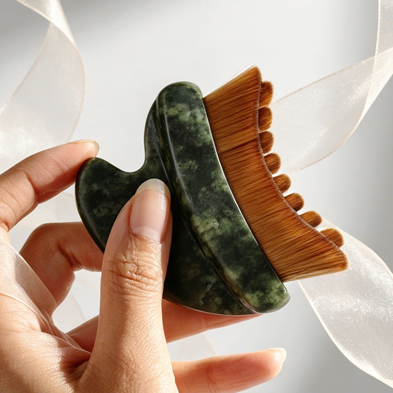 Jade Gua Sha Lymphatic Contour Face Brush - Jade-Gua-Sha-Lymphdrainage-Gesichtsbürste