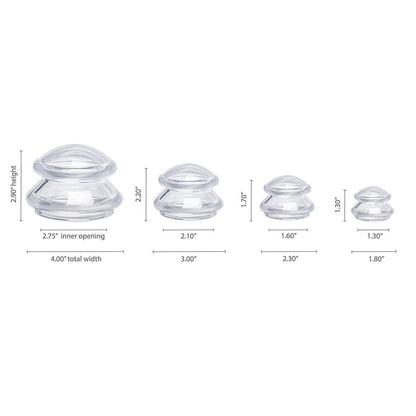Home Use Transparent Silicone Massage Cupping Set - 4 Cups/Set