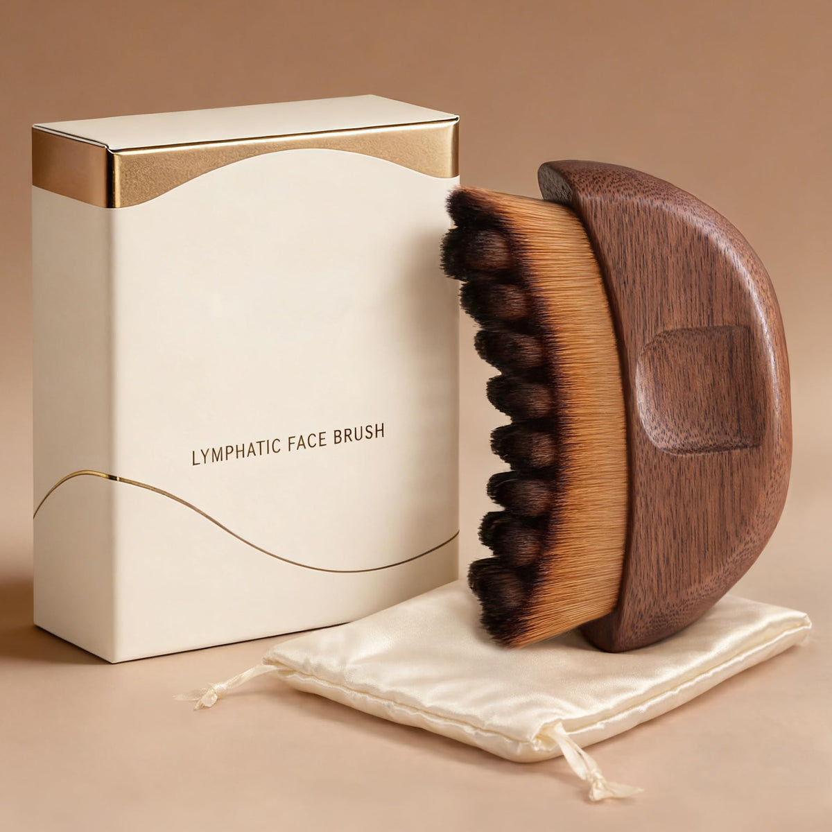 Walnut Wood Lymphatic Contour Face Brush -クルミ材リンパ排出フェイシャルブラシ