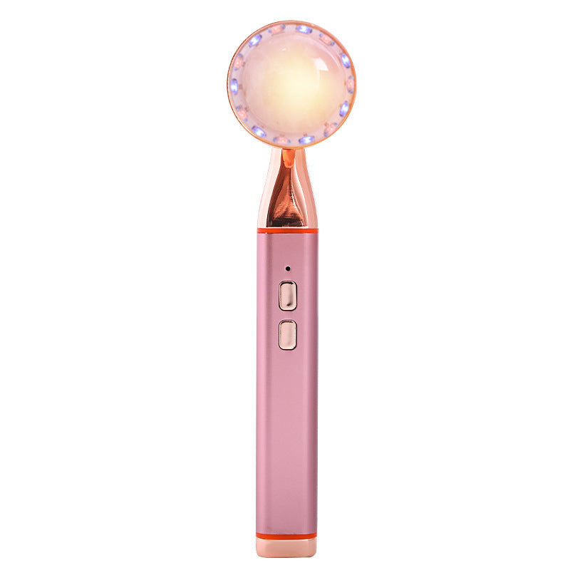 Electric Rose Quartz Vibrating Heating Led Beauty Massager -電動ローズクォーツ振動加熱LED美顔マッサージャー