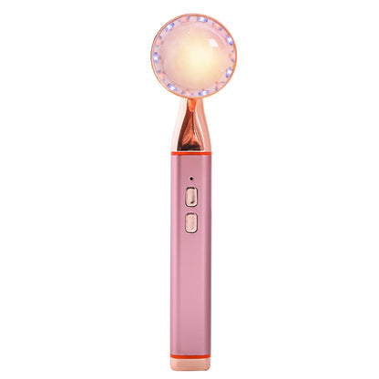 Electric Rose Quartz Vibrating Heating Led Beauty Massager -電動ローズクォーツ振動加熱LED美顔マッサージャー