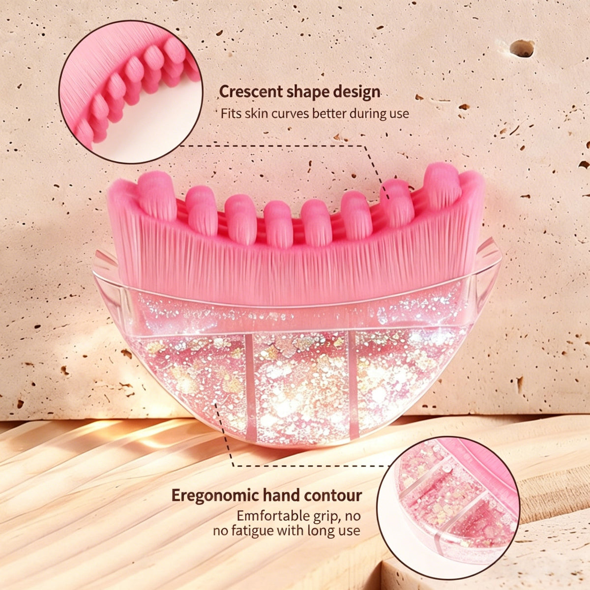 Pink Sparkle Lymphatic Contour Face Brush – Pink Sparkle Lymphdrainage-Gesichtskonturbürste