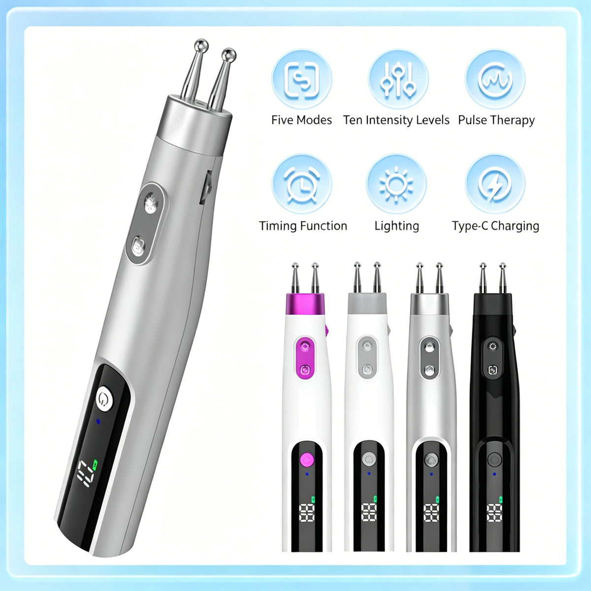 Dual-Head Auto-Sensing Electric Pulse Acupuncture Pen -双头自动寻穴电子经络针灸笔