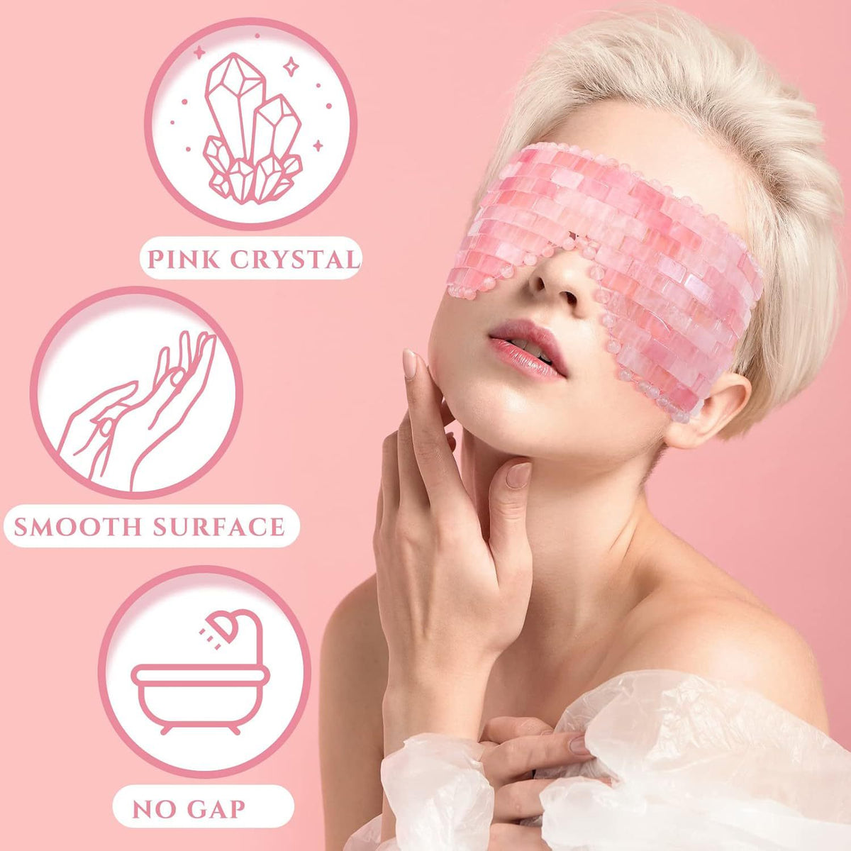 Gift Box Natural Rose Quartz Gua Sha Facial Roller Sets - 高品質天然ローズクォーツかっさフェイシャルローラーアイマスクセット