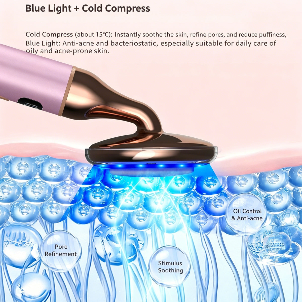 Electric Rose Quartz Vibrating Heating Led Beauty Massager -電動ローズクォーツ振動加熱LED美顔マッサージャー