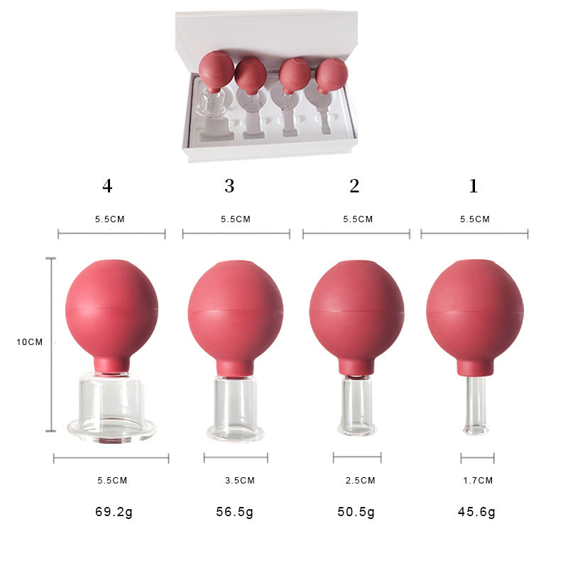 Medizinischer PC-Glas-Schröpfkopf-Set mit Silikon-Saugball
