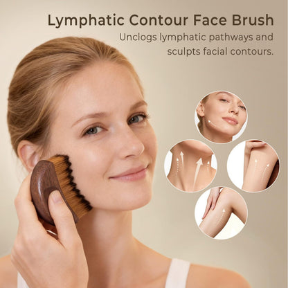 Walnut Wood Lymphatic Contour Face Brush -クルミ材リンパ排出フェイシャルブラシ