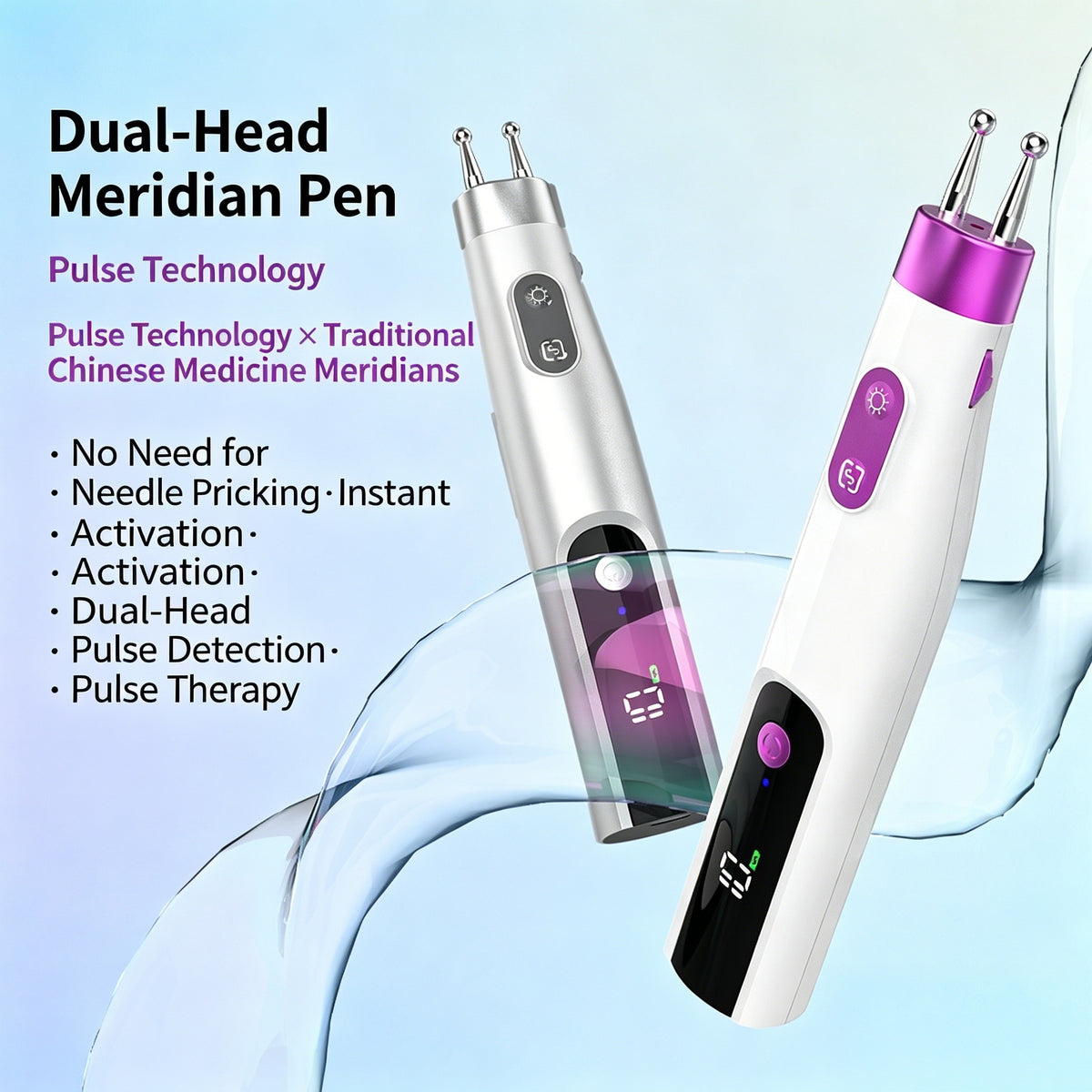 Dual-Head Auto-Sensing Electric Pulse Acupuncture Pen -双头自动寻穴电子经络针灸笔