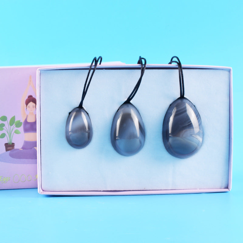 Natürliche A-Qualität Graue Achat Kegel-Eier - 天然A级灰玛瑙凯格尔锻炼球