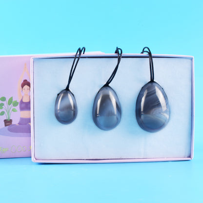 Natürliche A-Qualität Graue Achat Kegel-Eier - 天然A级灰玛瑙凯格尔锻炼球