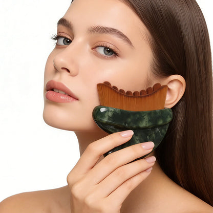 Jade Gua Sha Lymphatic Contour Face Brush - Jade-Gua-Sha-Lymphdrainage-Gesichtsbürste