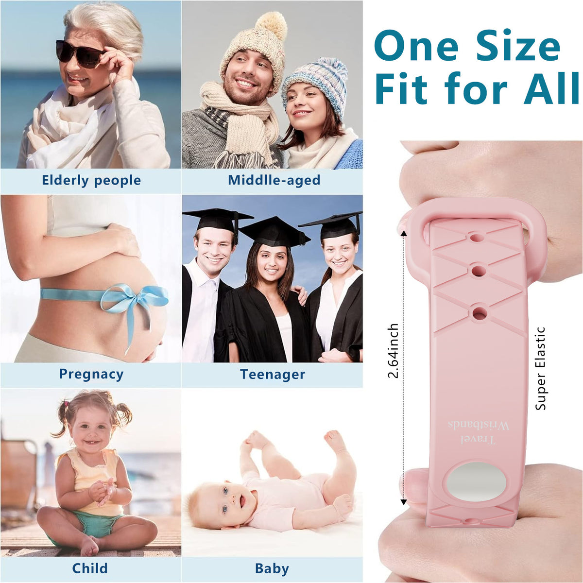 Silicone Anti-Motion Sickness Wristbands for Car Sickness, Seasickness & Morning Sickness, 100% Natural Relief