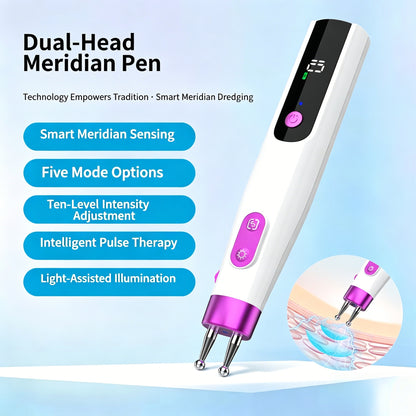 Dual-Head Auto-Sensing Electric Pulse Acupuncture Pen -双头自动寻穴电子经络针灸笔